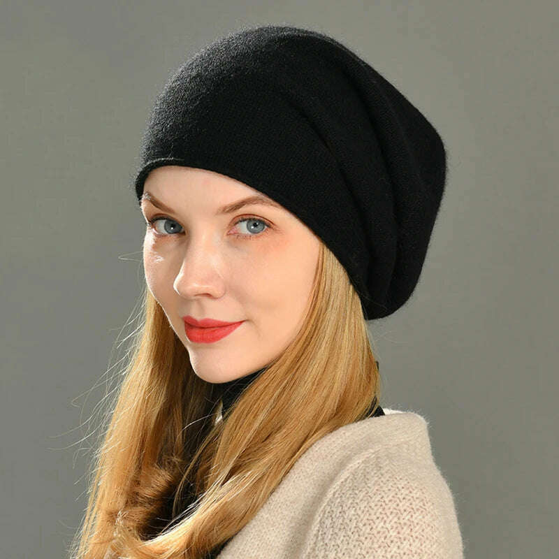 2020 New Cashmere Beanie Hat Women Winter Hats Crimping Wool Knitted Warm Skullies Beanies For Women Gorros Female Cap - KIMLUD