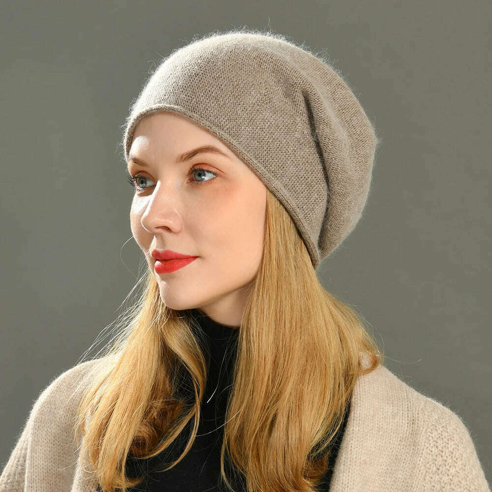 2020 New Cashmere Beanie Hat Women Winter Hats Crimping Wool Knitted Warm Skullies Beanies For Women Gorros Female Cap - KIMLUD