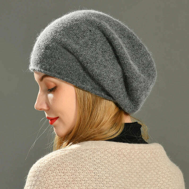 KIMLUD, 2020 New Cashmere Beanie Hat Women Winter Hats Crimping Wool Knitted Warm Skullies Beanies For Women Gorros Female Cap, KIMLUD Womens Clothes