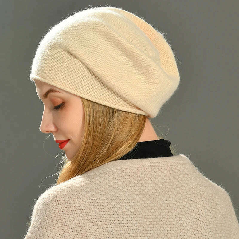 2020 New Cashmere Beanie Hat Women Winter Hats Crimping Wool Knitted Warm Skullies Beanies For Women Gorros Female Cap, KIMLUD Women's Clothes