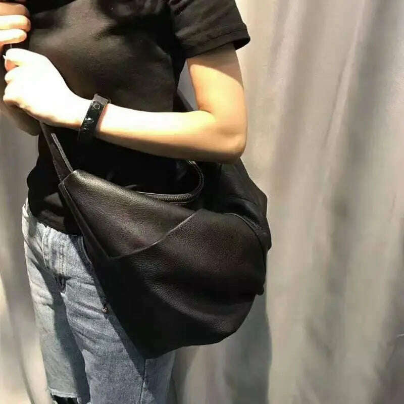 KIMLUD, 2021 First Layer Cowhide Crossbody Bag Female New Korean Version Large Bag Large Capacity Leisure Shoulder Bag, KIMLUD Women's Clothes