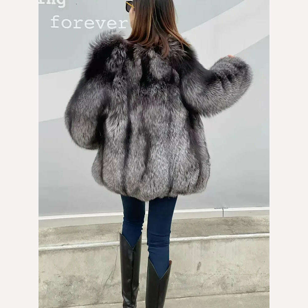 KIMLUD, 2021 New winter Fur Coat Women's Silver Fox Fur Coat High quality Fashion Natural Real fur Jacket, KIMLUD Womens Clothes