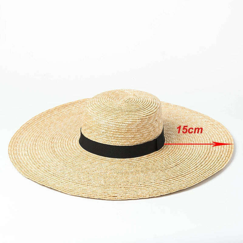 2022 Big Brim Straw Hats For Women Summer Oversized Beach Hat UV Protection Sun Hat Wholesale - KIMLUD