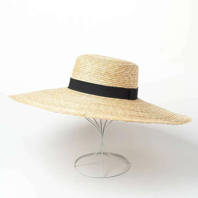 2022 Big Brim Straw Hats For Women Summer Oversized Beach Hat UV Protection Sun Hat Wholesale - KIMLUD