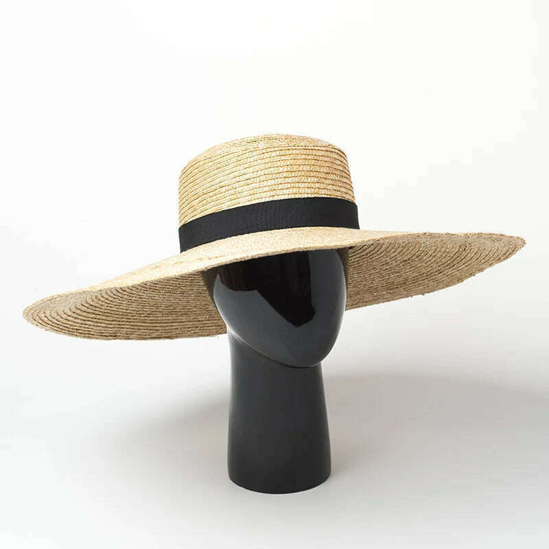 2022 Big Brim Straw Hats For Women Summer Oversized Beach Hat UV Protection Sun Hat Wholesale - KIMLUD