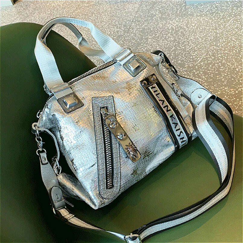 KIMLUD, 2022 Brand Ita Black Shoulder Bag Burst Crack Luxury Designer Handbags Fashion Diamond Tote Top-handle Big Bag Drop Shipping New, KIMLUD Women's Clothes