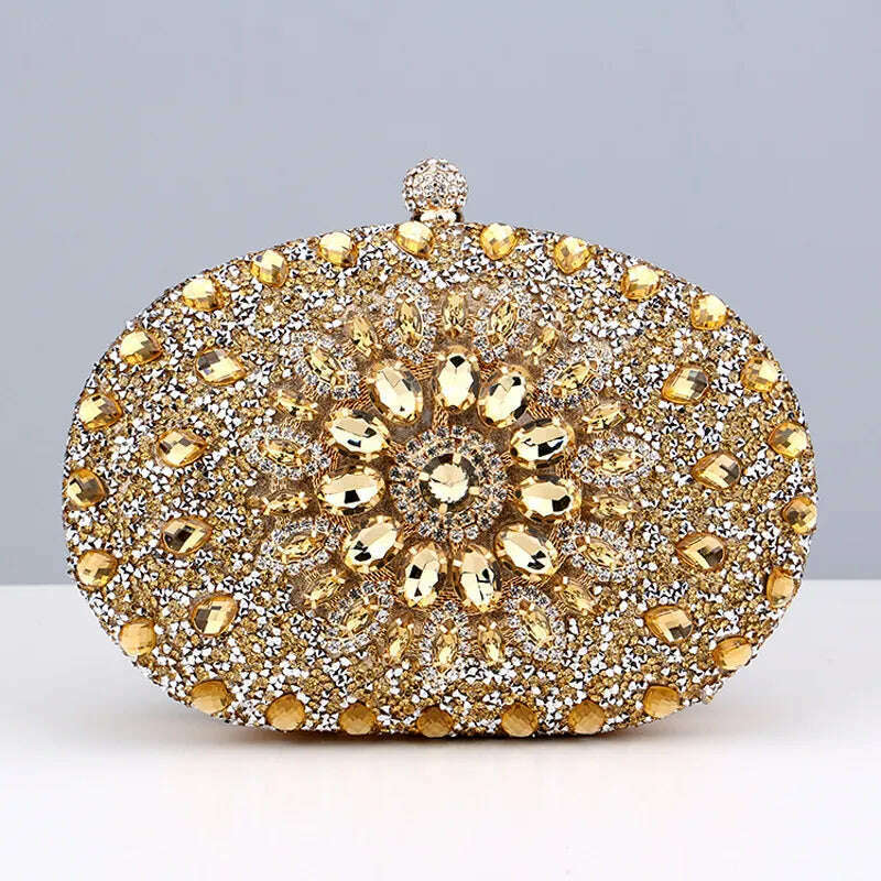 KIMLUD, 2022 Diamond Women Luxury Clutch Evening Bag Wedding Crystal Ladies Cell Phone Pocket Purse Female Wallet for Party Quality Gift, YM3108gold, KIMLUD Women's Clothes