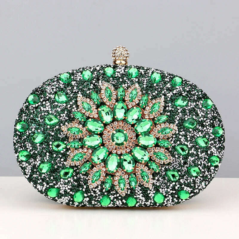 KIMLUD, 2022 Diamond Women Luxury Clutch Evening Bag Wedding Crystal Ladies Cell Phone Pocket Purse Female Wallet for Party Quality Gift, YM3108green, KIMLUD Women's Clothes
