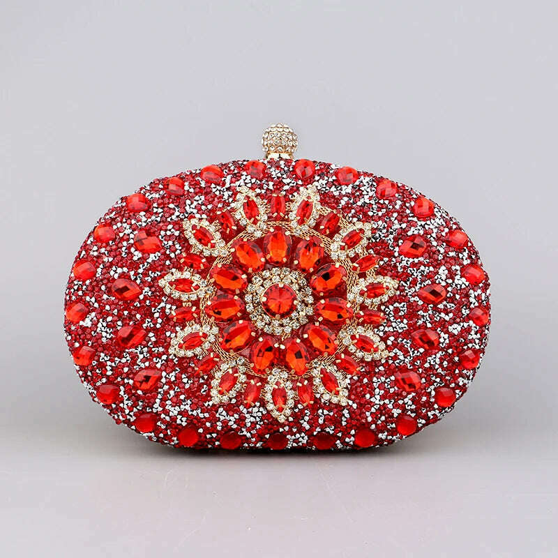 KIMLUD, 2022 Diamond Women Luxury Clutch Evening Bag Wedding Crystal Ladies Cell Phone Pocket Purse Female Wallet for Party Quality Gift, YM3108red, KIMLUD Womens Clothes