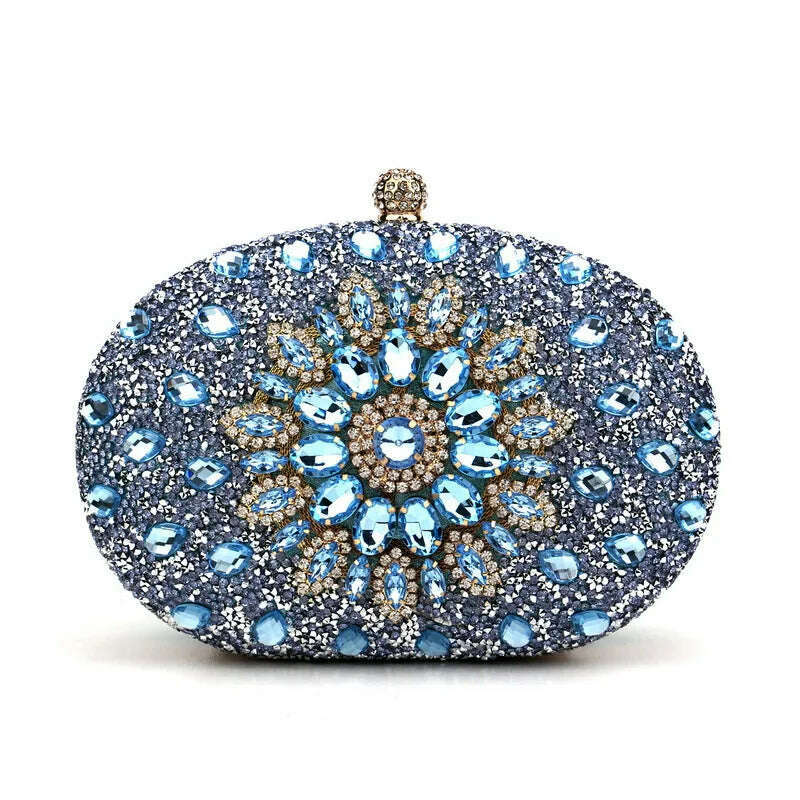 KIMLUD, 2022 Diamond Women Luxury Clutch Evening Bag Wedding Crystal Ladies Cell Phone Pocket Purse Female Wallet for Party Quality Gift, YM3108light blue, KIMLUD Women's Clothes