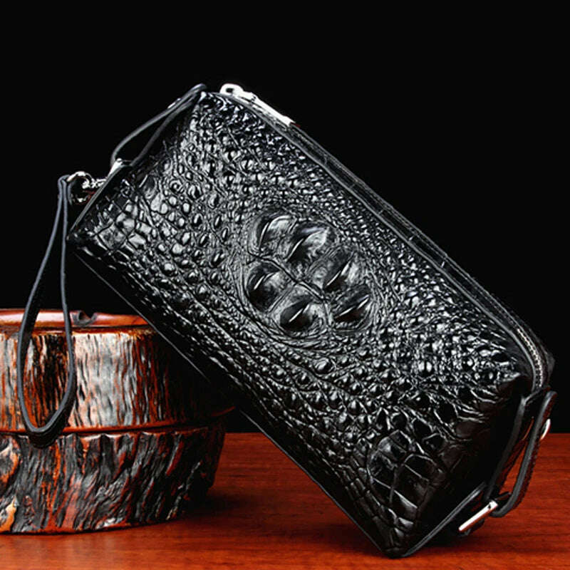 KIMLUD, 2022 Fashion Business Men's Alligator Wallets Crocodile Genuine Leather Long Organizer Wallet Boy Brand Luxury Card Holder Purse, Black, KIMLUD Women's Clothes