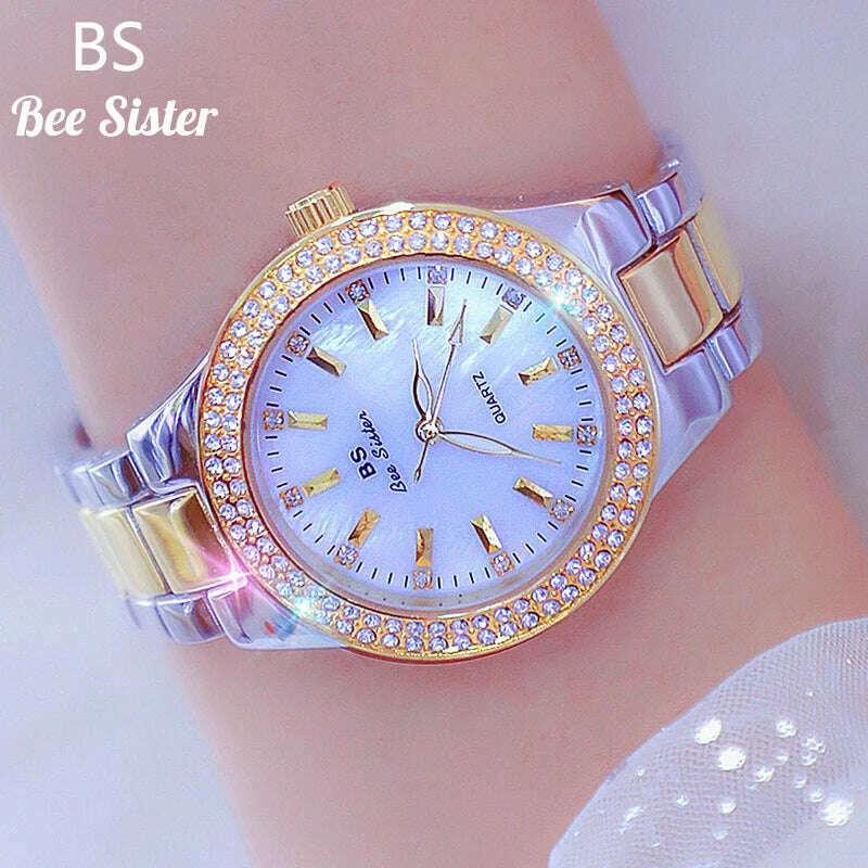 KIMLUD, 2022 Ladies Wrist Watches Dress Gold Watch Women Crystal Diamond Watches Stainless Steel Silver Clock Women Montre Femme 2021, KIMLUD Womens Clothes