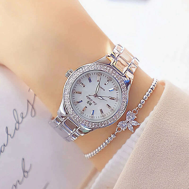 KIMLUD, 2022 Ladies Wrist Watches Dress Gold Watch Women Crystal Diamond Watches Stainless Steel Silver Clock Women Montre Femme 2021, KIMLUD Womens Clothes