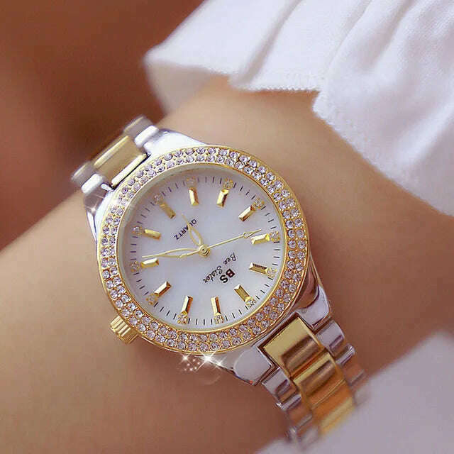 KIMLUD, 2022 Ladies Wrist Watches Dress Gold Watch Women Crystal Diamond Watches Stainless Steel Silver Clock Women Montre Femme 2021, gold silver, KIMLUD APPAREL - Womens Clothes