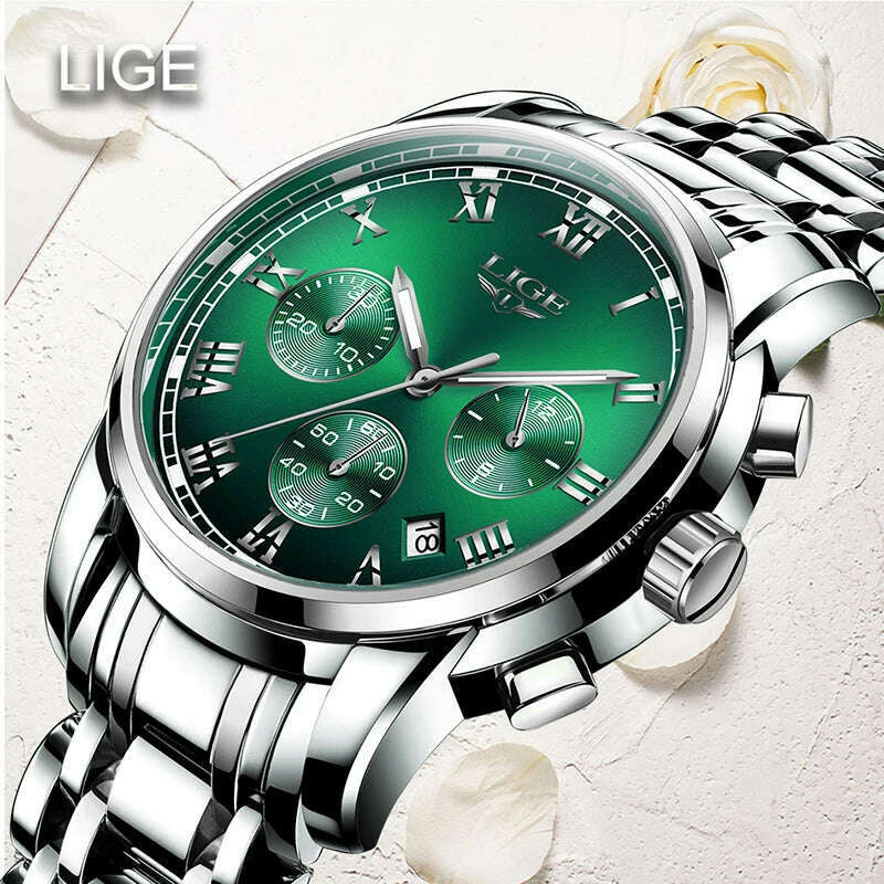 KIMLUD, 2022 LIGE Ladies Watches Top Brand Luxury Fashion Stainless Steel Watch Women Chronograph Quartz Clock Waterproof Wristwatch+Box, KIMLUD Women's Clothes