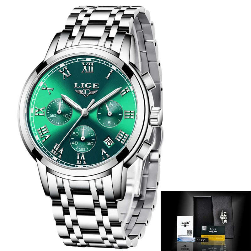 KIMLUD, 2022 LIGE Ladies Watches Top Brand Luxury Fashion Stainless Steel Watch Women Chronograph Quartz Clock Waterproof Wristwatch+Box, KIMLUD Womens Clothes