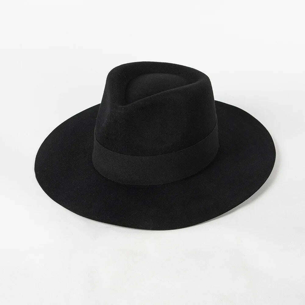 2022 Luxury Designer Brand Fedora Hat For Women 022 Warped Wool Fedoras For Women Autumn Winter Warm Hats Ladies Party Cap - KIMLUD