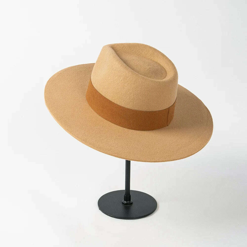 2022 Luxury Designer Brand Fedora Hat For Women 022 Warped Wool Fedoras For Women Autumn Winter Warm Hats Ladies Party Cap - KIMLUD