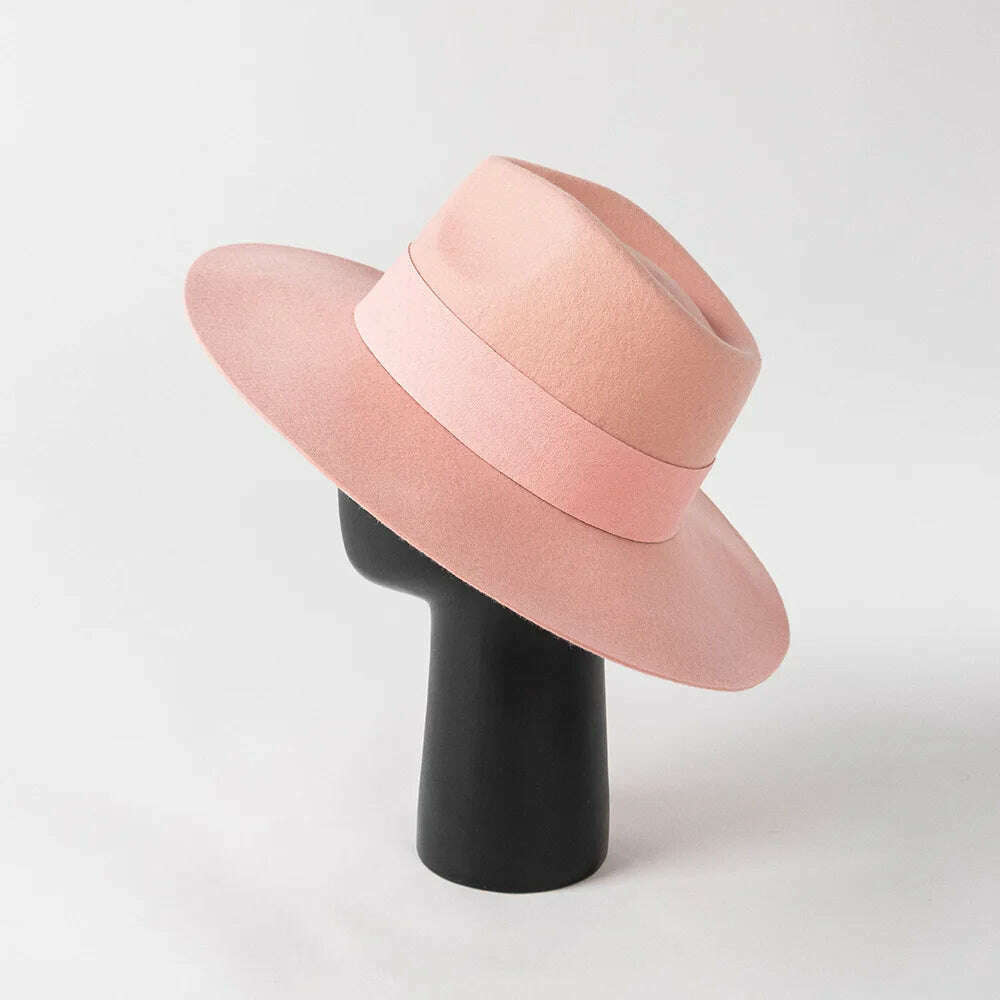 KIMLUD, 2022 Luxury Designer Brand Fedora Hat For Women 022 Warped Wool Fedoras For Women Autumn Winter Warm Hats Ladies Party Cap, KIMLUD Women's Clothes