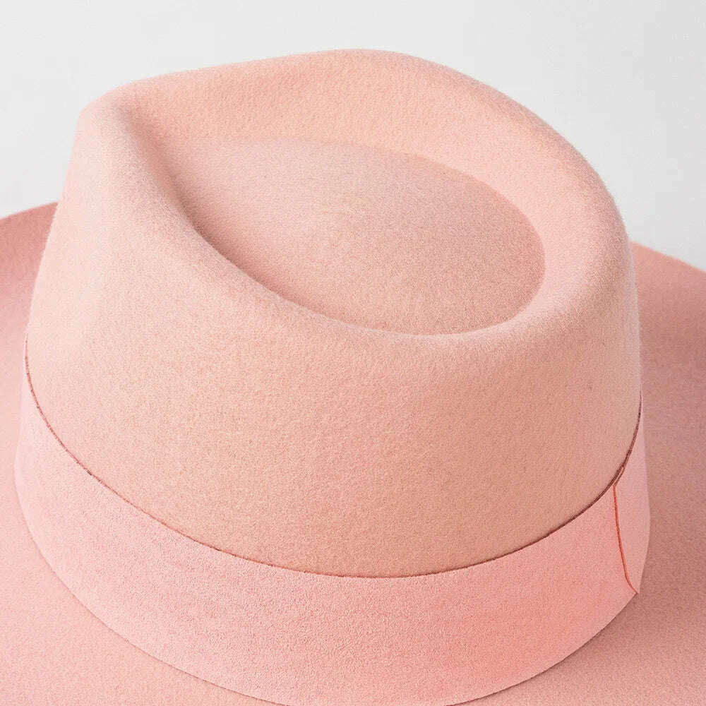 2022 Luxury Designer Brand Fedora Hat For Women 022 Warped Wool Fedoras For Women Autumn Winter Warm Hats Ladies Party Cap - KIMLUD