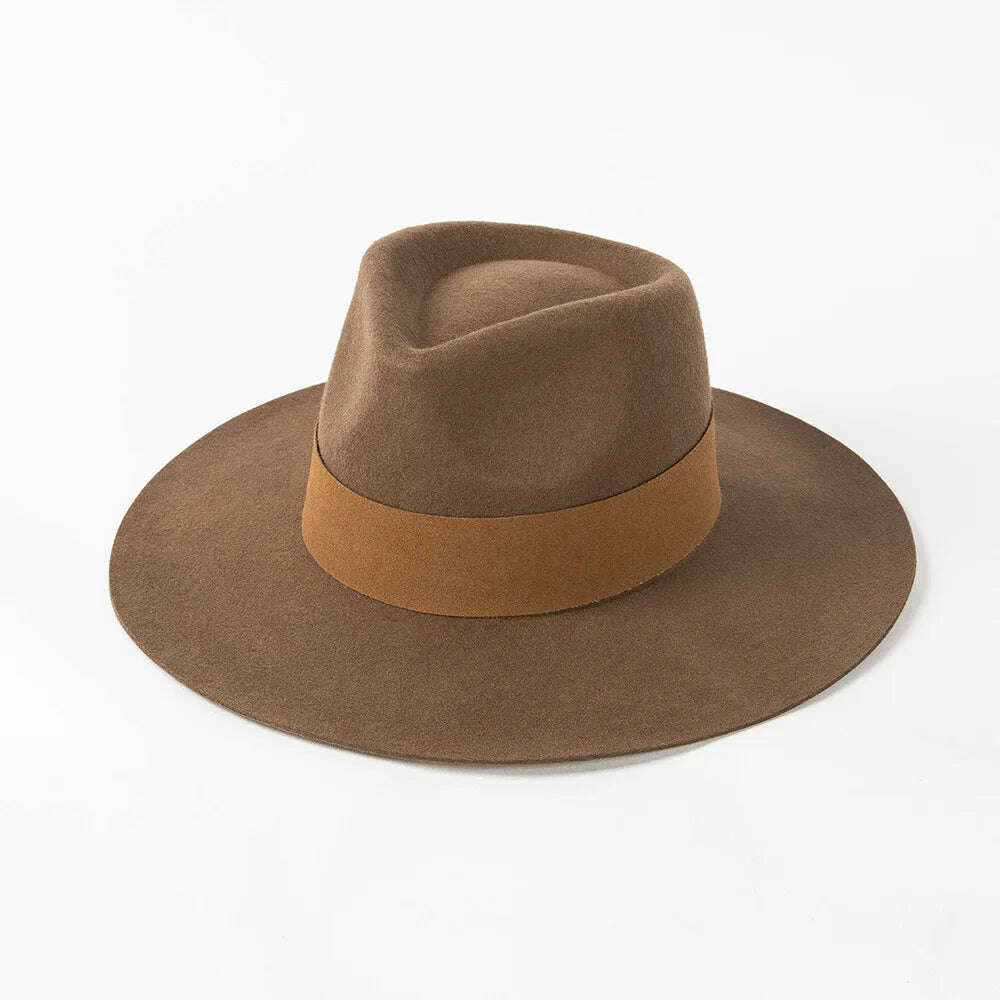 2022 Luxury Designer Brand Fedora Hat For Women 022 Warped Wool Fedoras For Women Autumn Winter Warm Hats Ladies Party Cap - KIMLUD