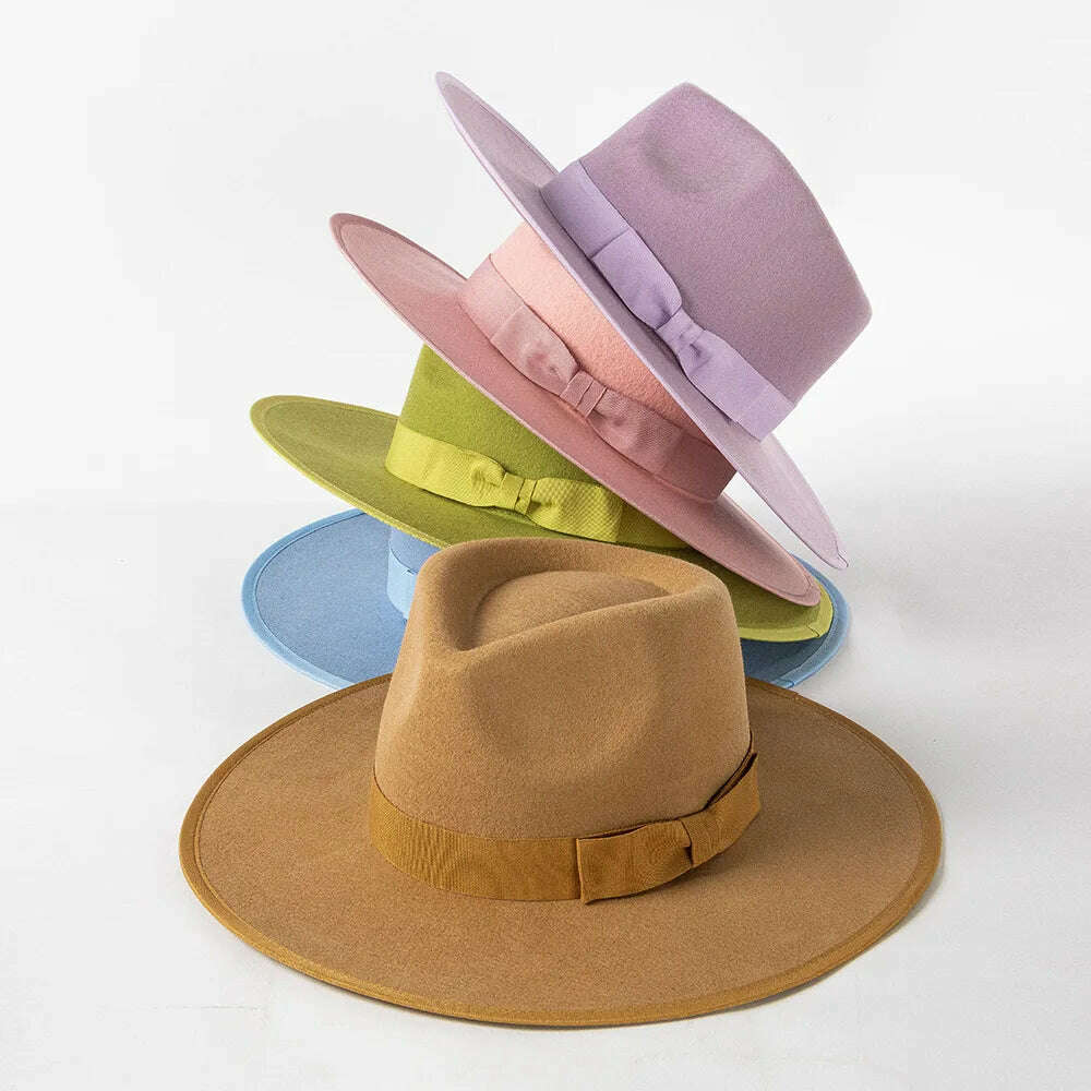2022 Luxury Designer Brand Fedora Hat For Women Church Hats Ladies Eelegant Winter Wool Hats Pink Hat Wedding Hat Wholesale - KIMLUD