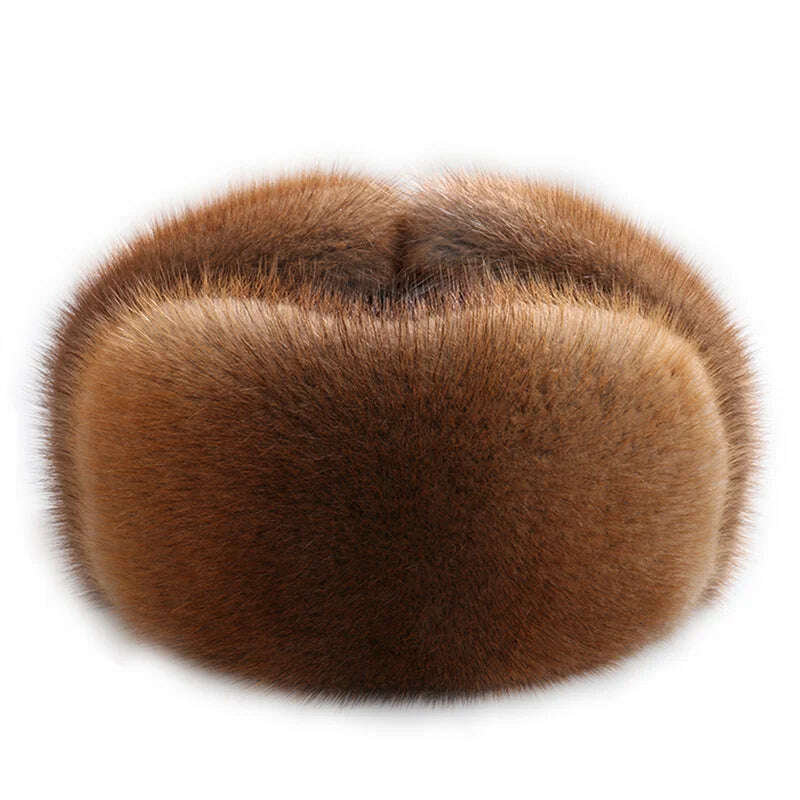 KIMLUD, 2022 Men New Natural Color Fur Hat Siberian Style Fur Hat Raccoon Full Ushanka Hat For Middle-aged Cotton Cap Lei Feng Hat, KIMLUD Womens Clothes