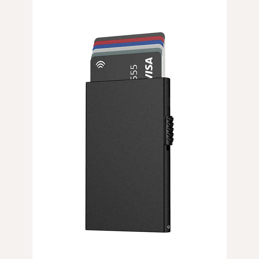 2022 New Card Wallet for Men Credit Card Holder RFID Blocking Pop Up Card Holder Women Minimalist Aluminum Smart Wallet - KIMLUD