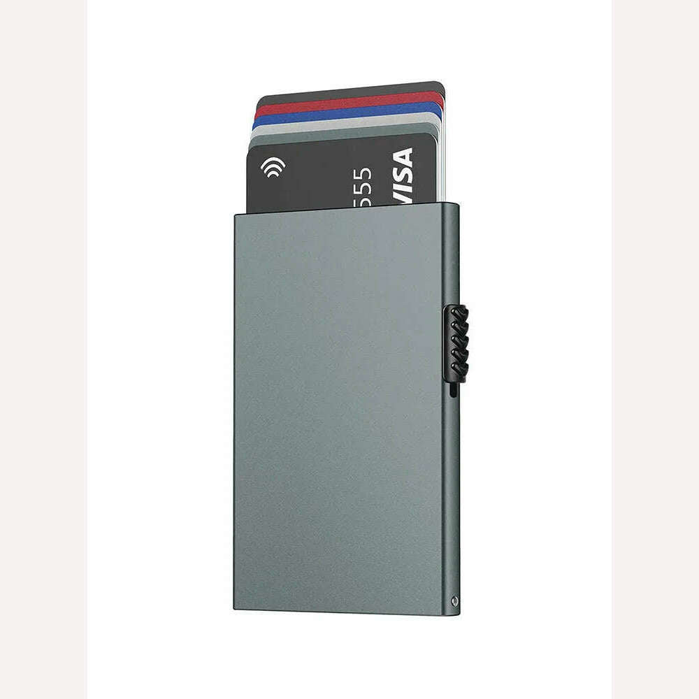 2022 New Card Wallet for Men Credit Card Holder RFID Blocking Pop Up Card Holder Women Minimalist Aluminum Smart Wallet - KIMLUD