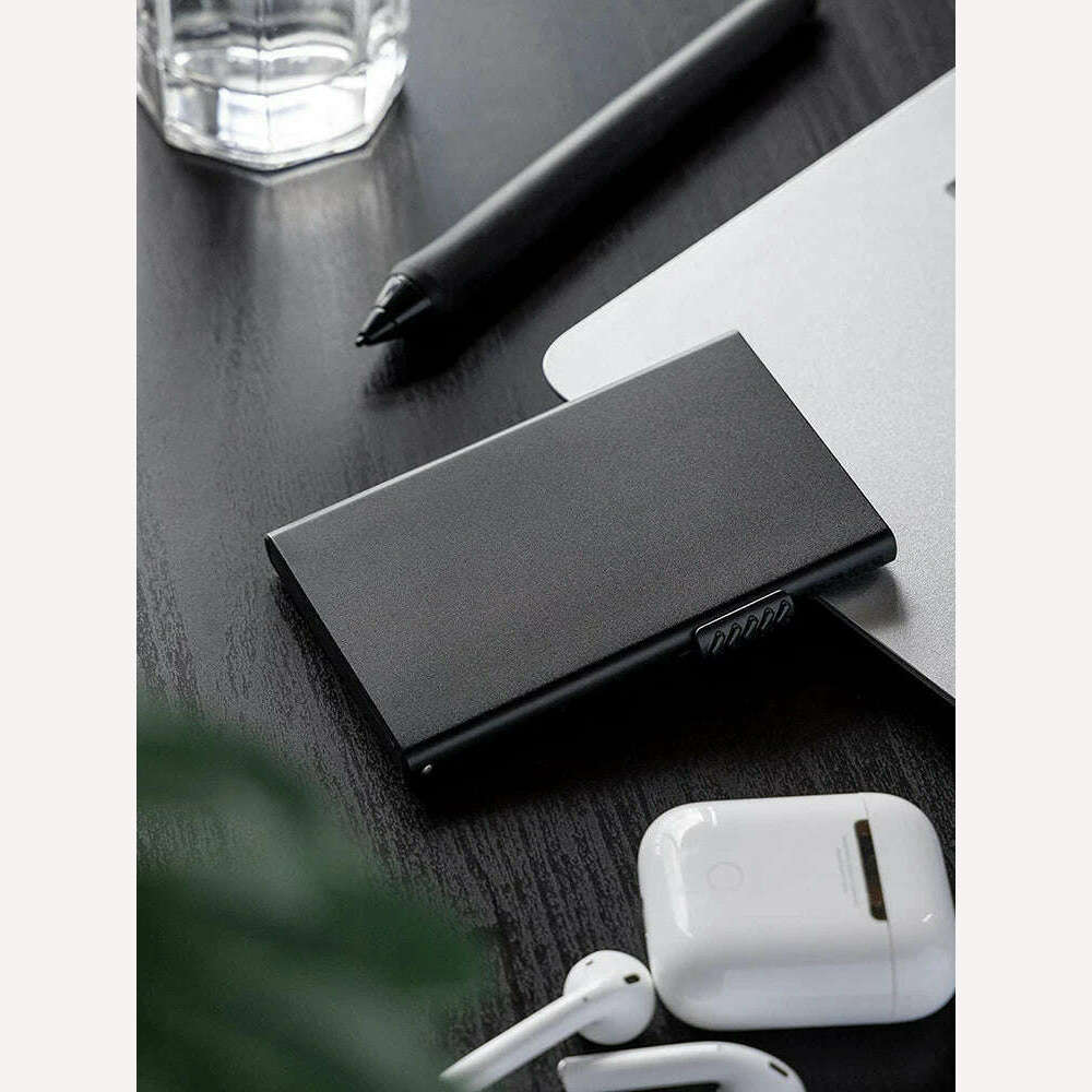 2022 New Card Wallet for Men Credit Card Holder RFID Blocking Pop Up Card Holder Women Minimalist Aluminum Smart Wallet - KIMLUD