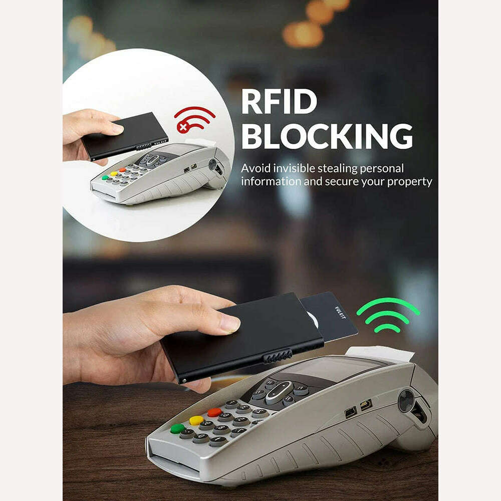 2022 New Card Wallet for Men Credit Card Holder RFID Blocking Pop Up Card Holder Women Minimalist Aluminum Smart Wallet - KIMLUD