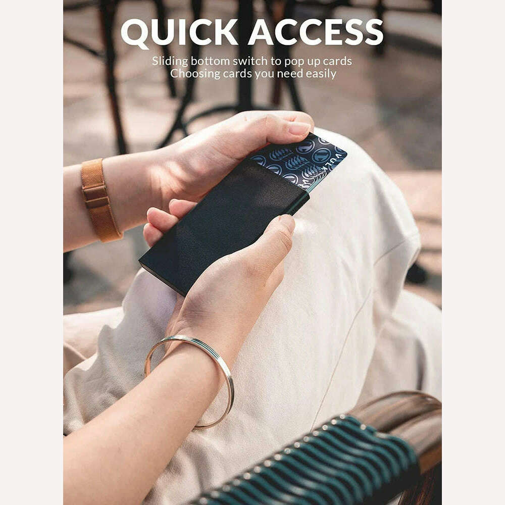 2022 New Card Wallet for Men Credit Card Holder RFID Blocking Pop Up Card Holder Women Minimalist Aluminum Smart Wallet - KIMLUD