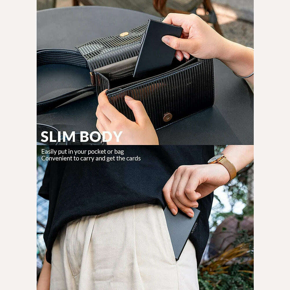 KIMLUD, 2022 New Card Wallet for Men Credit Card Holder RFID Blocking Pop Up Card Holder Women Minimalist Aluminum Smart Wallet, KIMLUD Womens Clothes