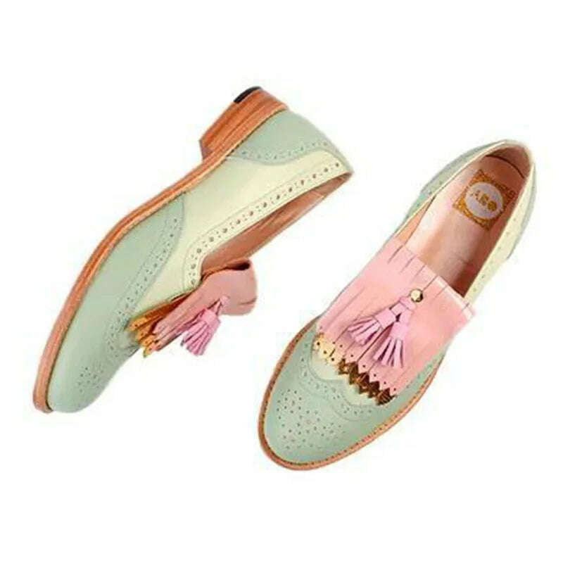 KIMLUD, 2022 New Fashion Carved Women Loafers Vintage Tassel Flats Oxfrods Shoes Women Casual Student Mixed Colors Brogues Shoes Ladies, Z795-1 / 4, KIMLUD Women's Clothes