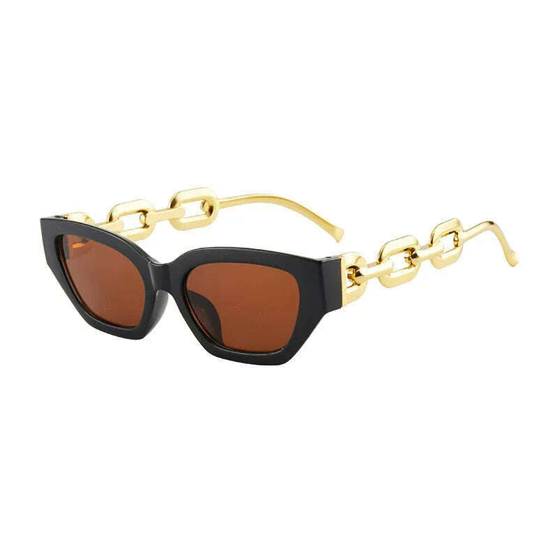 2022 New Fashion Cat Eye Sunglasses Women Vintage Brand Designer Glasses Black Sun Glasses Female UV400 Golden Eyewear - KIMLUD