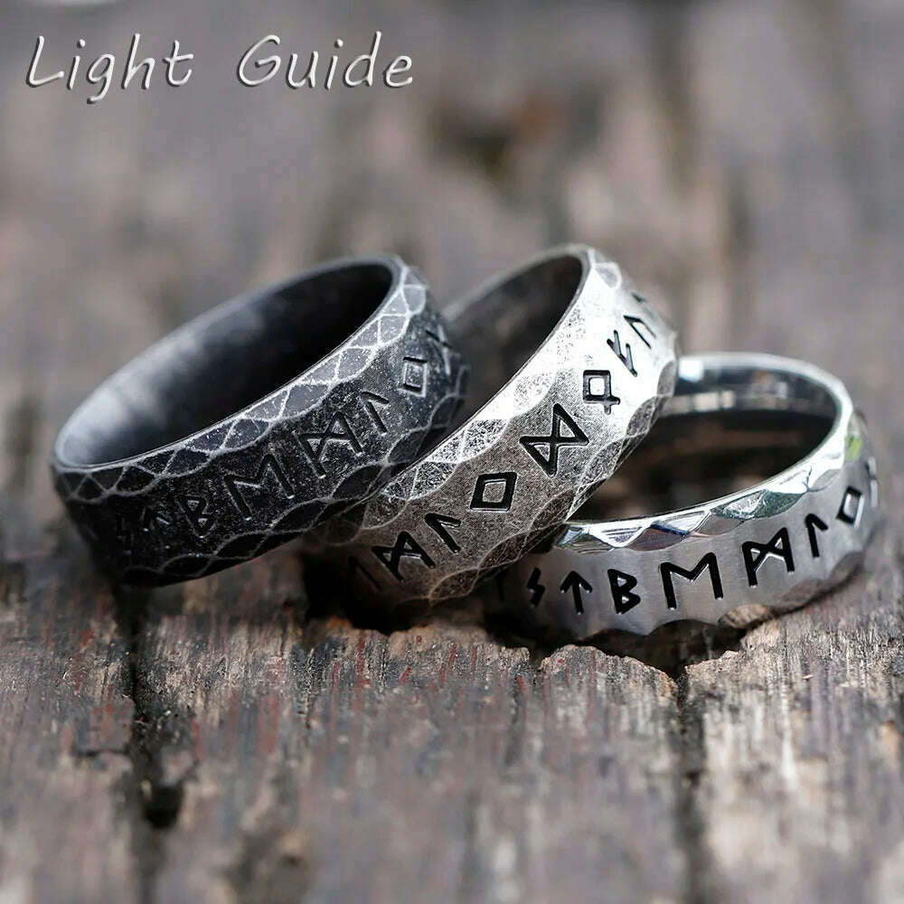 2022 NEW Men's 316L stainless-steel rings retro Odin Viking rune for teen RING Amulet fashion Jewelry Gift free shipping - KIMLUD