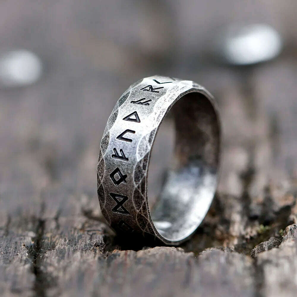 2022 NEW Men's 316L stainless-steel rings retro Odin Viking rune for teen RING Amulet fashion Jewelry Gift free shipping - KIMLUD
