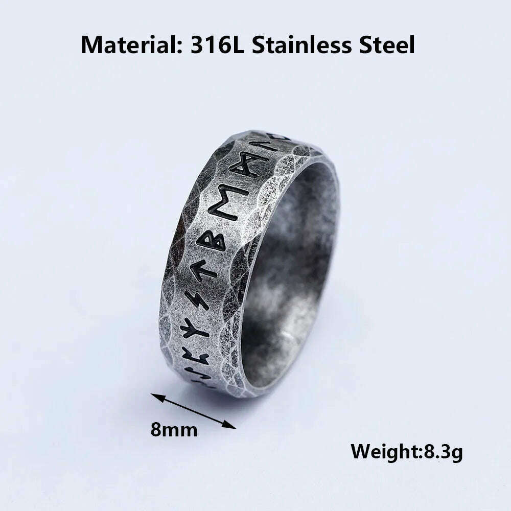 KIMLUD, 2022 NEW Men's 316L stainless-steel rings retro Odin Viking rune for teen RING Amulet fashion Jewelry Gift free shipping, KIMLUD Womens Clothes