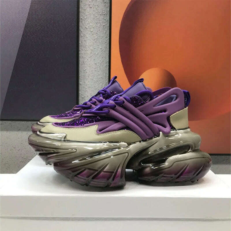 KIMLUD, 2022 New Mesh Sneakers Spaceship Women Thick Sole Flat Daddy Shoes Height Increasing Lace Up Platform Women's Sports Shoes, KIMLUD Womens Clothes