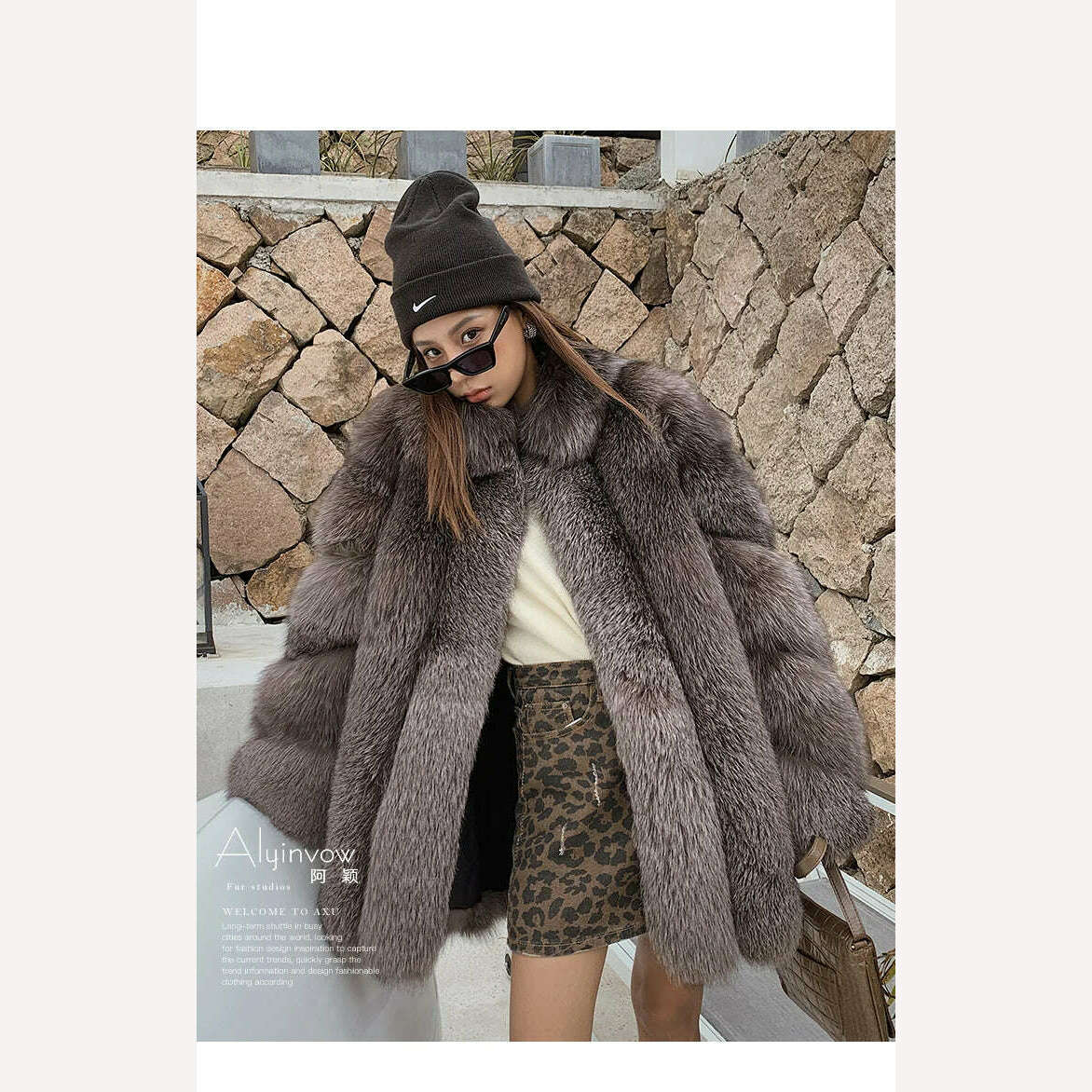 KIMLUD, 2022 New Real fur coat Women Fashionable Winter Stripe Cutting Featured Chic Fox Fur Fluffy Thicken Luxury Overcoat Female Soft, KIMLUD Womens Clothes