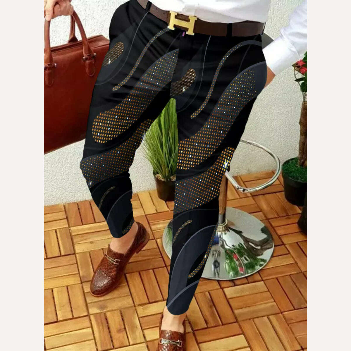 KIMLUD, 2022 New Smart Casual Men&#39;s Pants Ethnic Style Print Pencil Pants Men Thin Mid Waist Jogger Casual Trousers Suit Pants, KIMLUD Womens Clothes