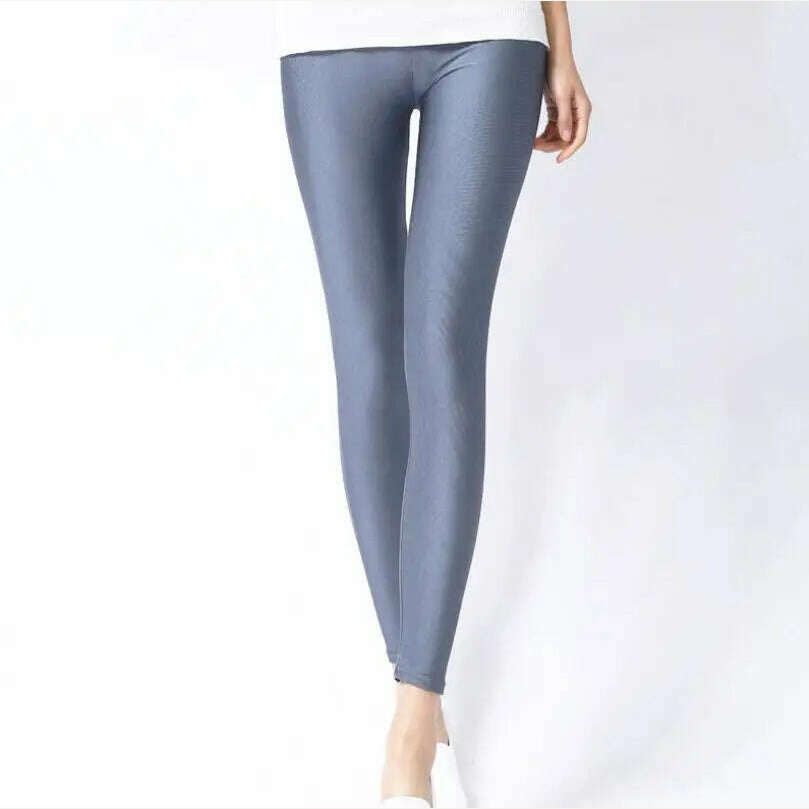 KIMLUD, 2022 New Spring Autume Solid Candy Neon Leggings for Women High Stretched Female Sexy Legging Pants Girl Clothing Leggins, dark grey / S, KIMLUD Womens Clothes