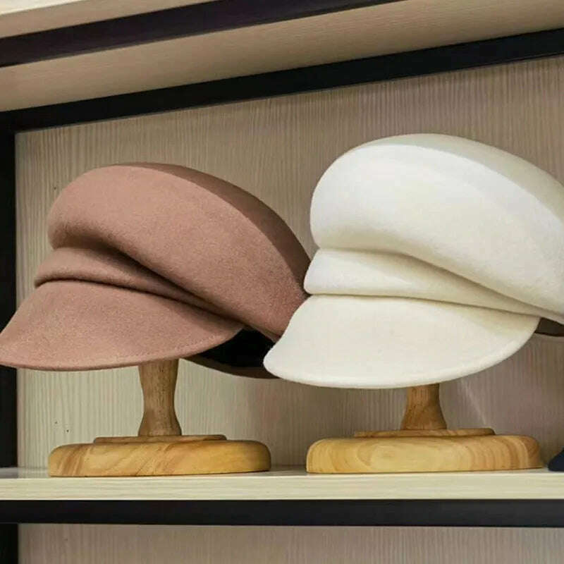 2022 New Style Women Newsboy Hats Ladies Fashion Wool Winter Hat Sloping Brim Visor Cap Cabbie Beret Girls Paperboy Cap Ivy Hat - KIMLUD