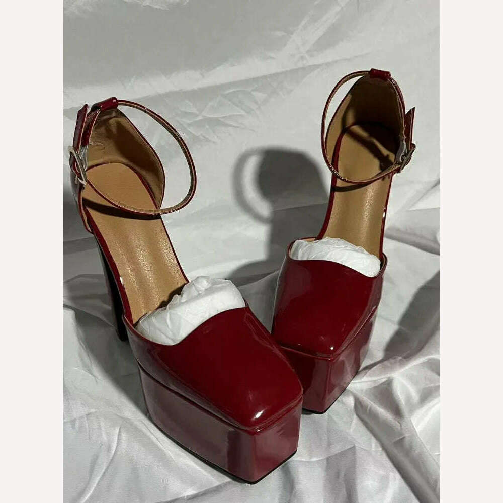 KIMLUD, 2022 Spring and Summer New Women&#39;s High Heels Patent Leather Wedding Shoes Luxury Sexy Paris Fashion Banquet Women&#39;s Shoes, wine red / 34, KIMLUD Women's Clothes