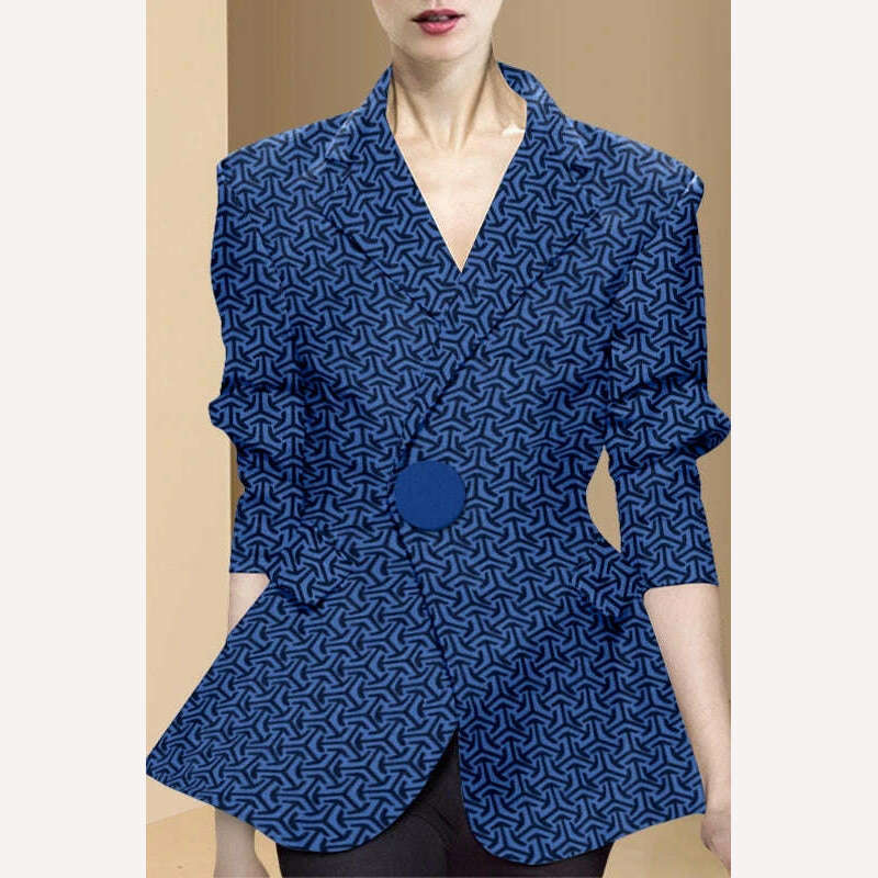 KIMLUD, 2022 Spring New Women Suit Jacket Fashion Notched Single Button Long Sleeve Slim Fit Women's Contrasting Colors Cardigan Coat, KIMLUD Women's Clothes