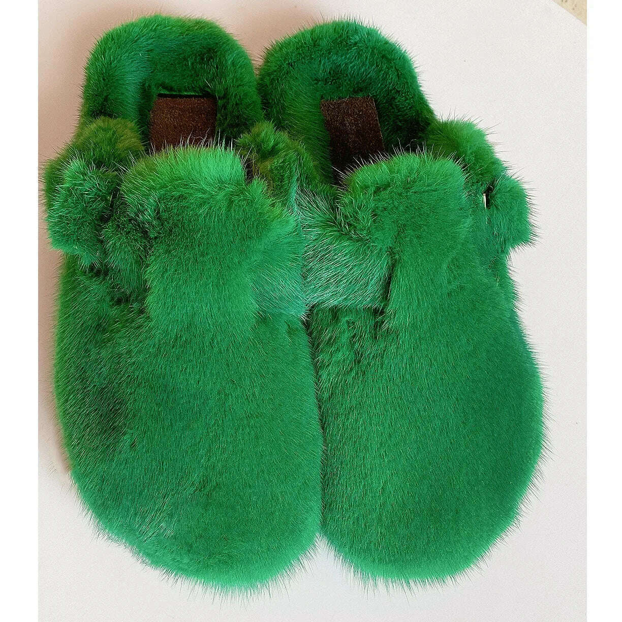 2022 The New Ladies Fur Slippers 100% Mink Fur Slippers Autumn And Winter Furry Flat Slippers Indoor Slippers Muller Slippers - KIMLUD