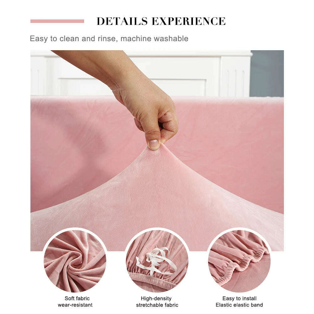 KIMLUD, 2022 Velvet L Shaped Sofa Cover For Living Room Elastic Furniture Couch Slipcover Chaise Longue Corner Sofa Covers Stretchable, KIMLUD Womens Clothes