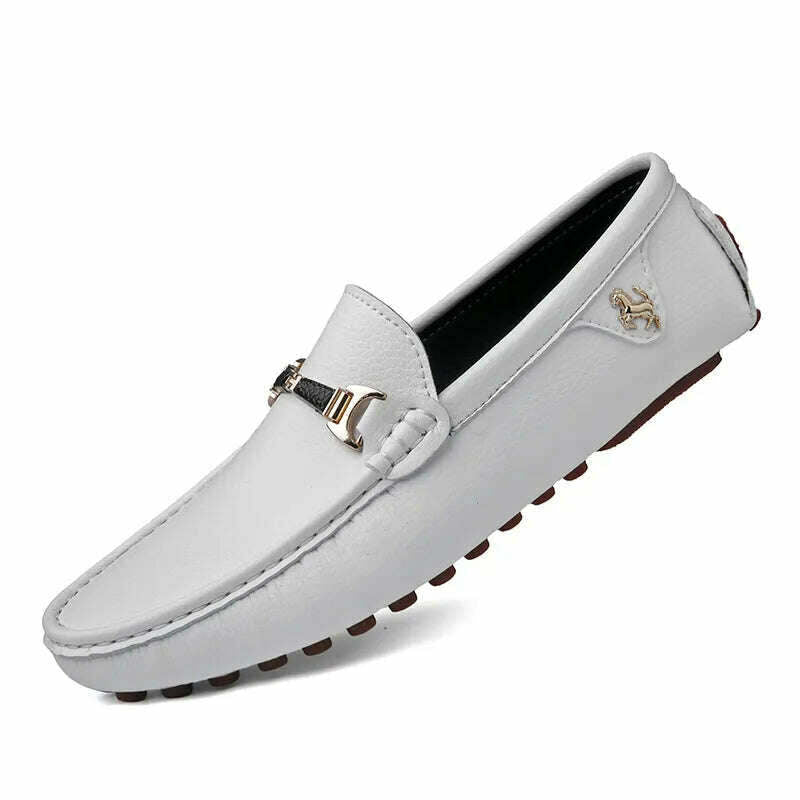 KIMLUD, 2022 White Loafers Men Handmade Leather Shoes Black Casual Driving Flats Blue Slip-On Moccasins Boat Shoes Plus Size 46 47 48, 2202-white / 37, KIMLUD Women's Clothes