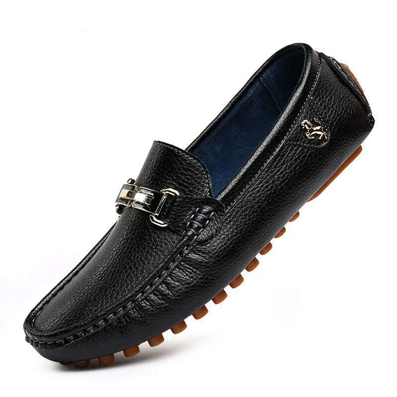 KIMLUD, 2022 White Loafers Men Handmade Leather Shoes Black Casual Driving Flats Blue Slip-On Moccasins Boat Shoes Plus Size 46 47 48, 15119-navy blue / 37, KIMLUD Women's Clothes