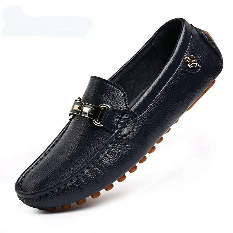 KIMLUD, 2022 White Loafers Men Handmade Leather Shoes Black Casual Driving Flats Blue Slip-On Moccasins Boat Shoes Plus Size 46 47 48, 15119-black / 37, KIMLUD Women's Clothes